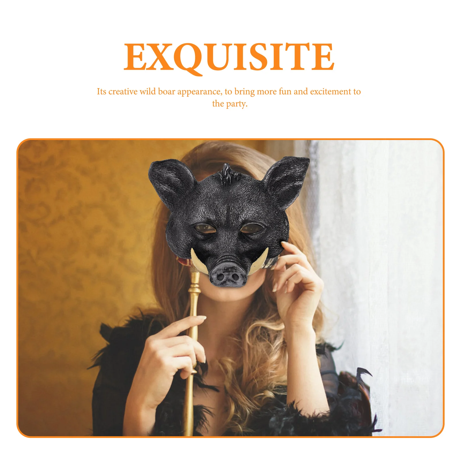 Boar Mask PU Material Halloween Animal Wild Design Decorative Party Cosplay Prop Masks for Adults Festival Accessories