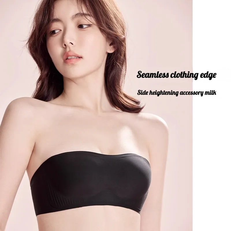 

【LomenDN】 strapless underwear women's non-slip gathered summer thin section small chest no trace wrapped bra tube top anti-light