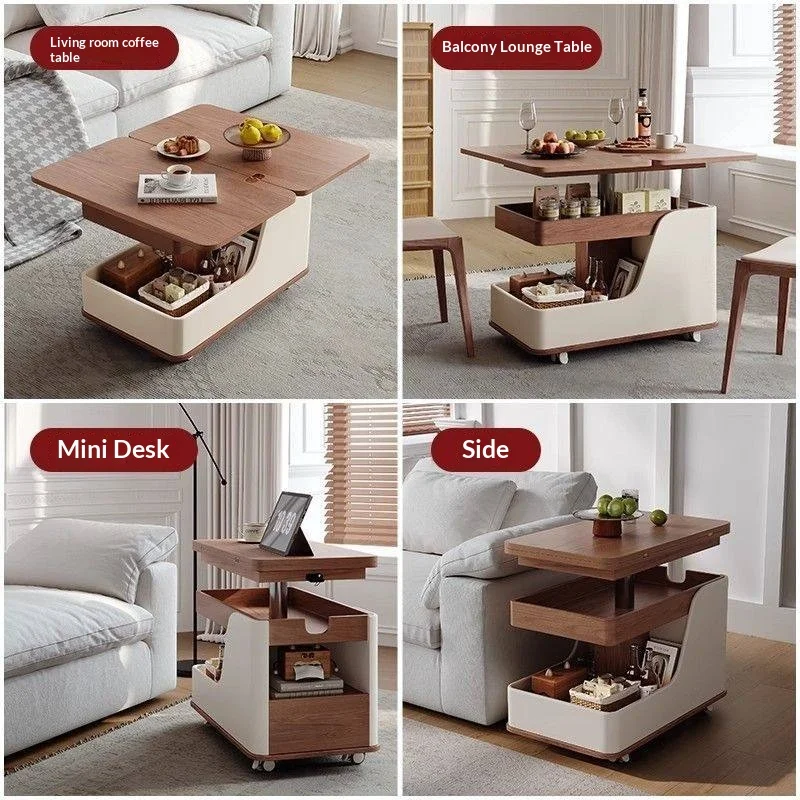 

Liftable Mobile Side Table Rolling Casters Storage Living Room Bedroom Multi Use Furniture Sturdy Durable Easy Assem