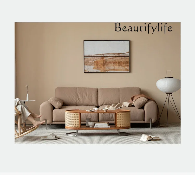 muebles para hogar Nordic Small Apartment Retro Simple Rattan Tea Table Living Room Home Balcony Solid Wood Small Tea Table