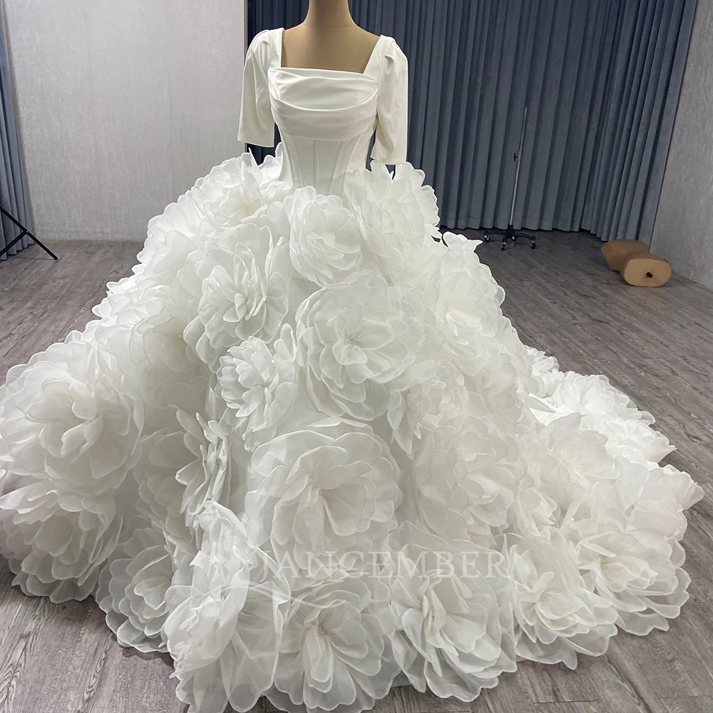 

Real Photo Satin White Wedding Dresses Long Lace Sequin Royal Train Bride Gown Princess Bridal Dress Customized платье свадебное