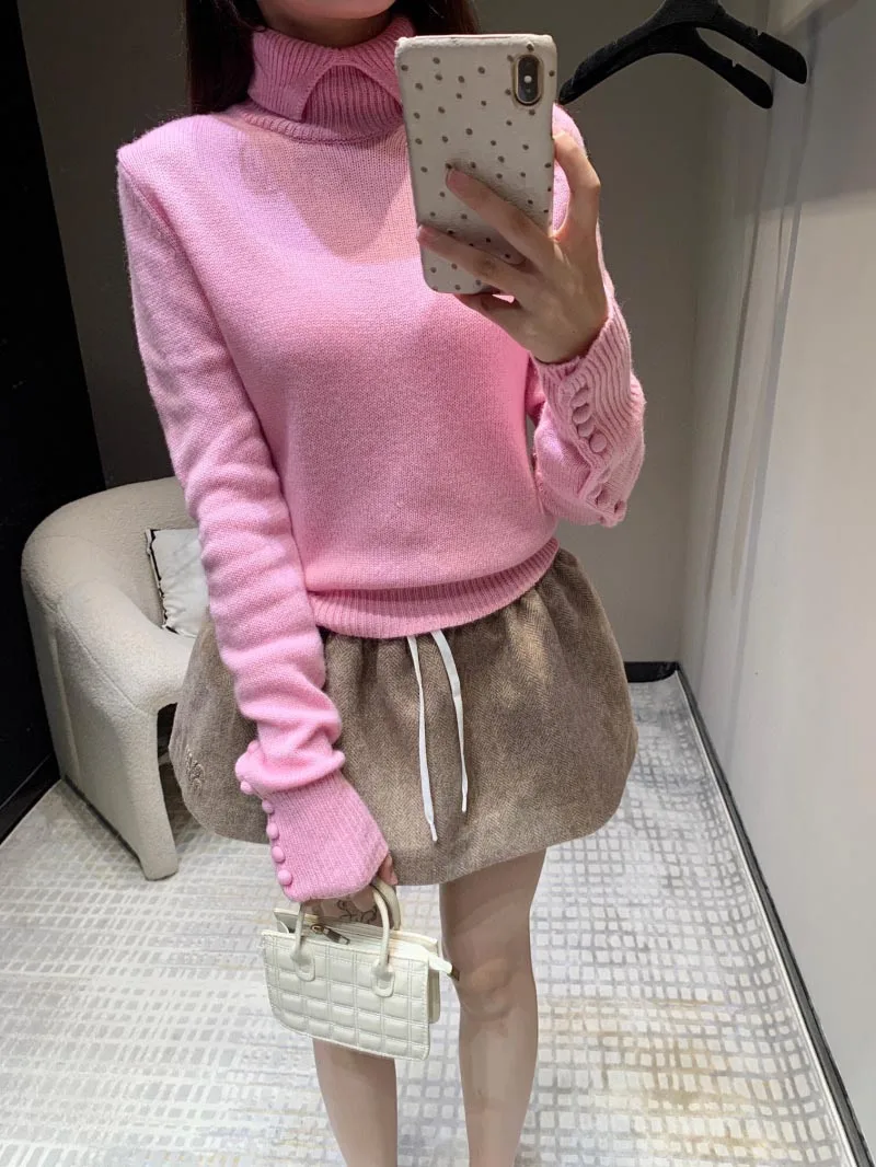 2024 Women\'s Fashion Sweater Spring and Autumn Pink Women\'s High Quality 100% Cashmere Hoodie Top for Aging Reduction