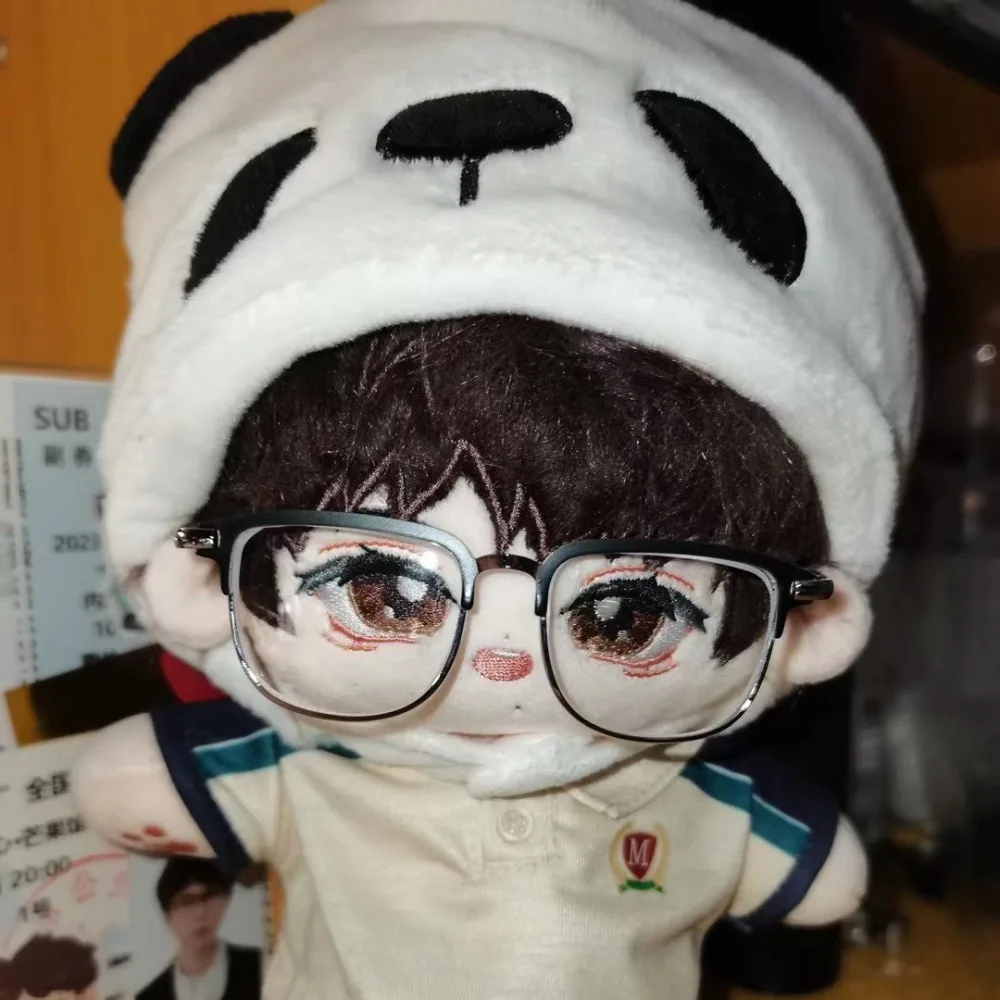 แว่นตาโลหะทรงสี่เหลี่ยมจิ๋วหลากสีสำหรับตุ๊กตาผ้าฝ้ายขนาด 8.5 ซม. ของเล่นแว่นตาสำหรับตุ๊กตา