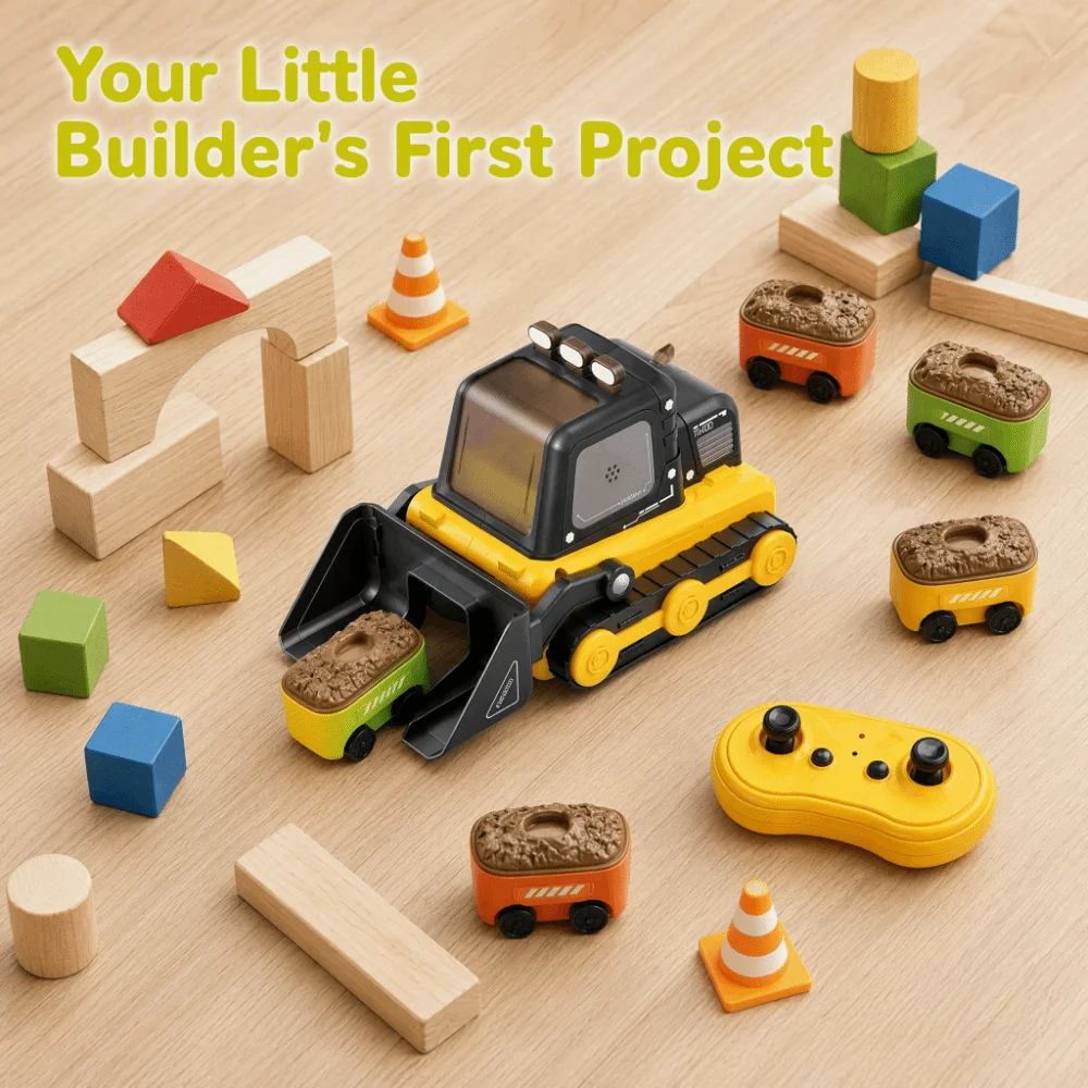 2.4G Remote Control Remote Control Car RC Bulldozer Magnetic Car Chain Racing Design Construction Vehicle Construction Style