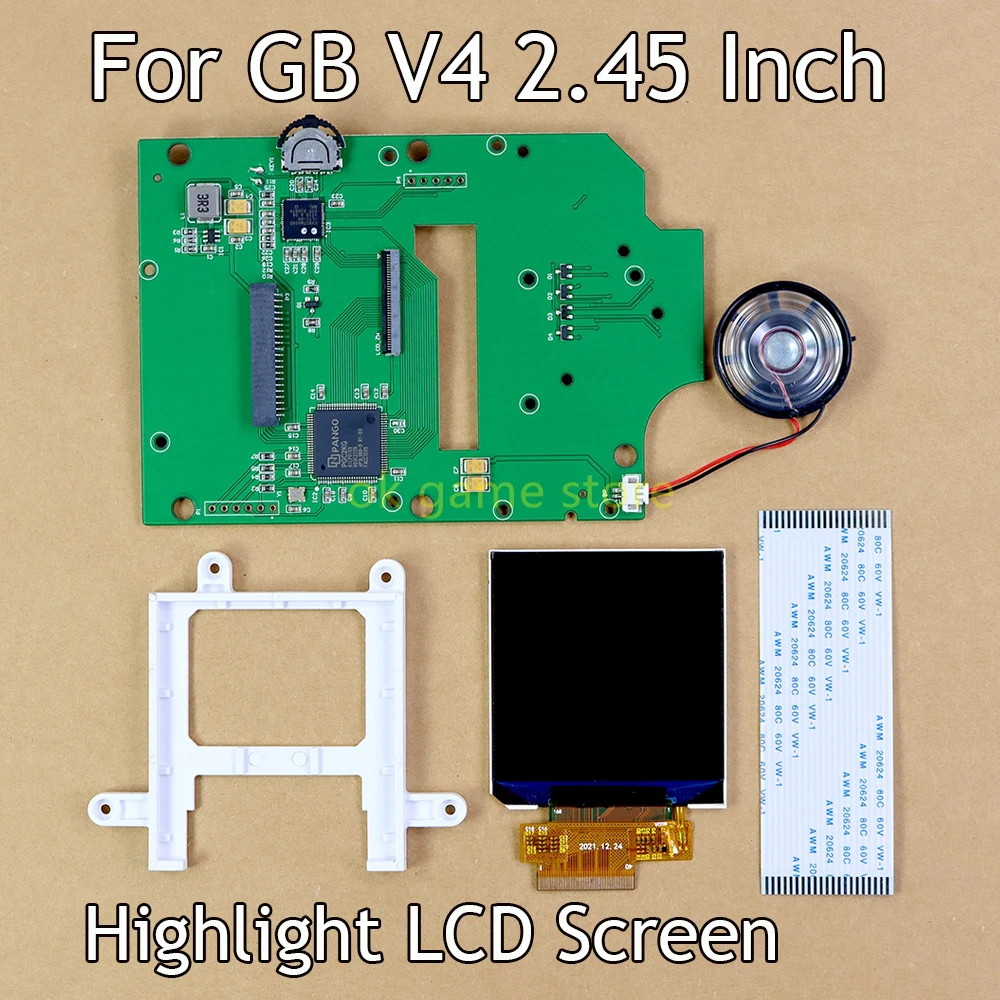 1Set For GB V4.0 2.45 Inch Highlight LCD Screen Kits For GameBoy GB Game Console V4 Backlight High Brightness LCD Screen