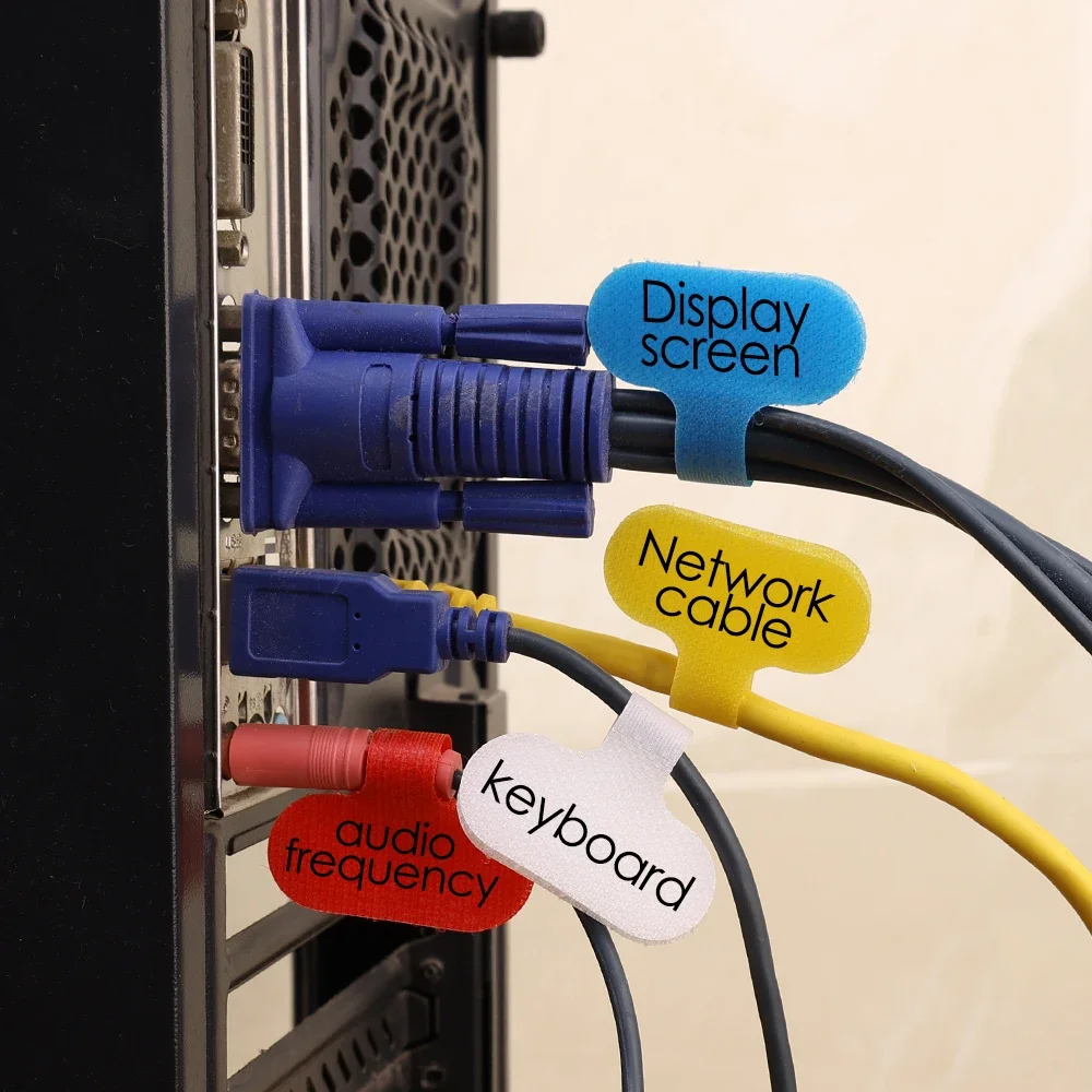 150-10 stuks kabellabels kabelbeheer kleurrijke waterdichte snoerlabels tags voor thuis draadtags zelfklevend scheurbestendig