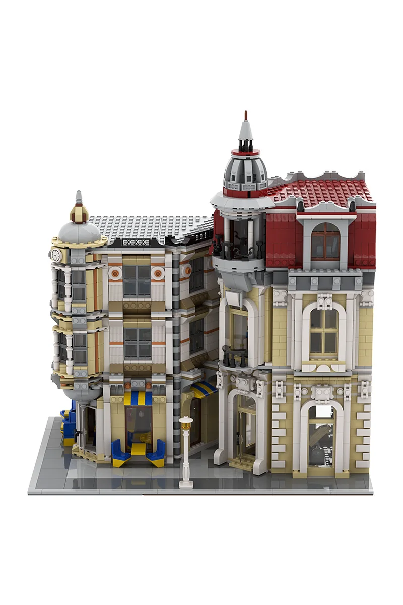 MOC クラシックコーナー路地ビルディングブロックモデルレトロコーナー路地建築ストリートビューレンガ組立おもちゃ子供 DIY ギフト
