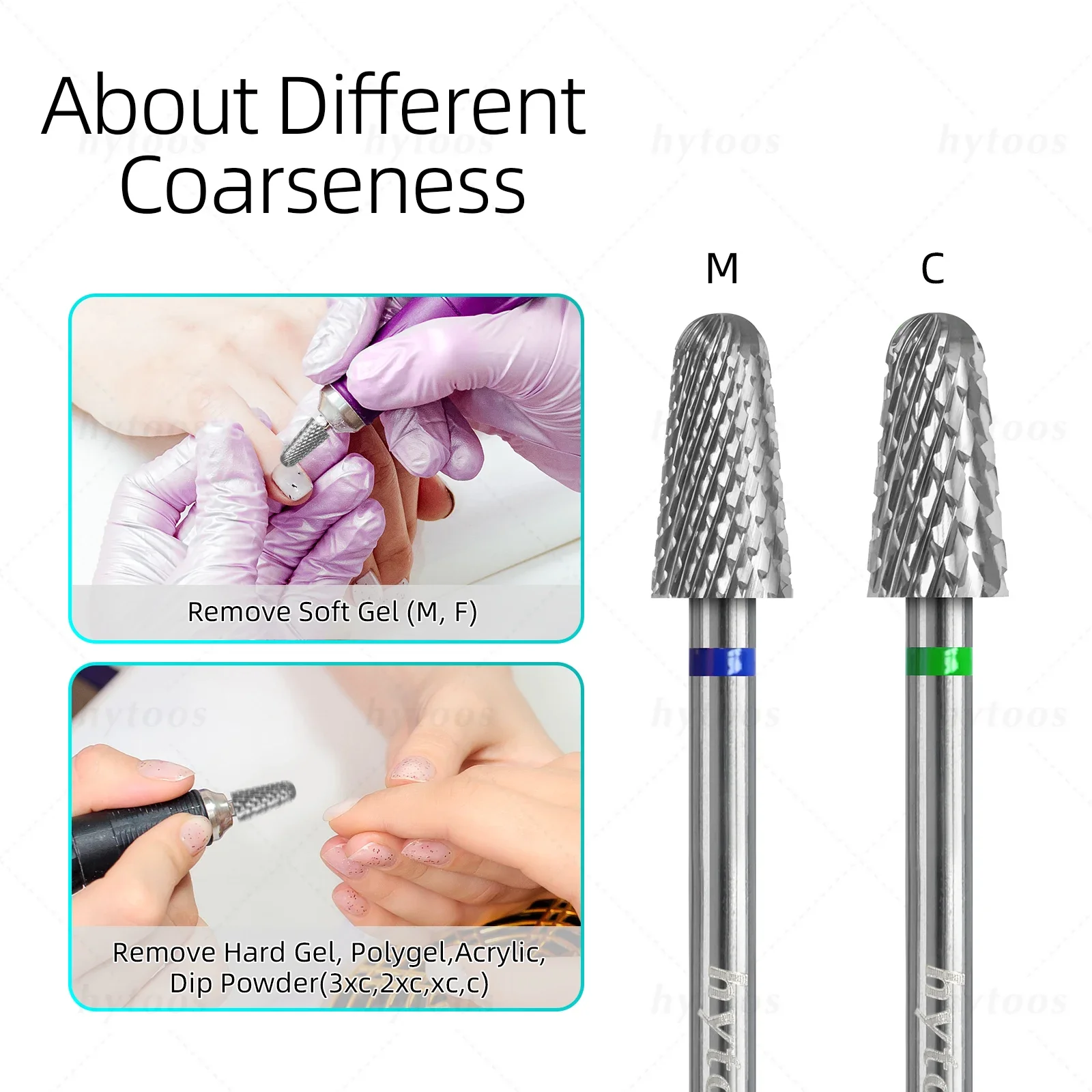 HYTOOS سلامة كربيد مسمار لقمة ثقب قطع مستديرة مدبب مسمار بت سميكة هلام و الاكريليك إزالة برو الكهربائية مانيكير التدريبات أداة #3