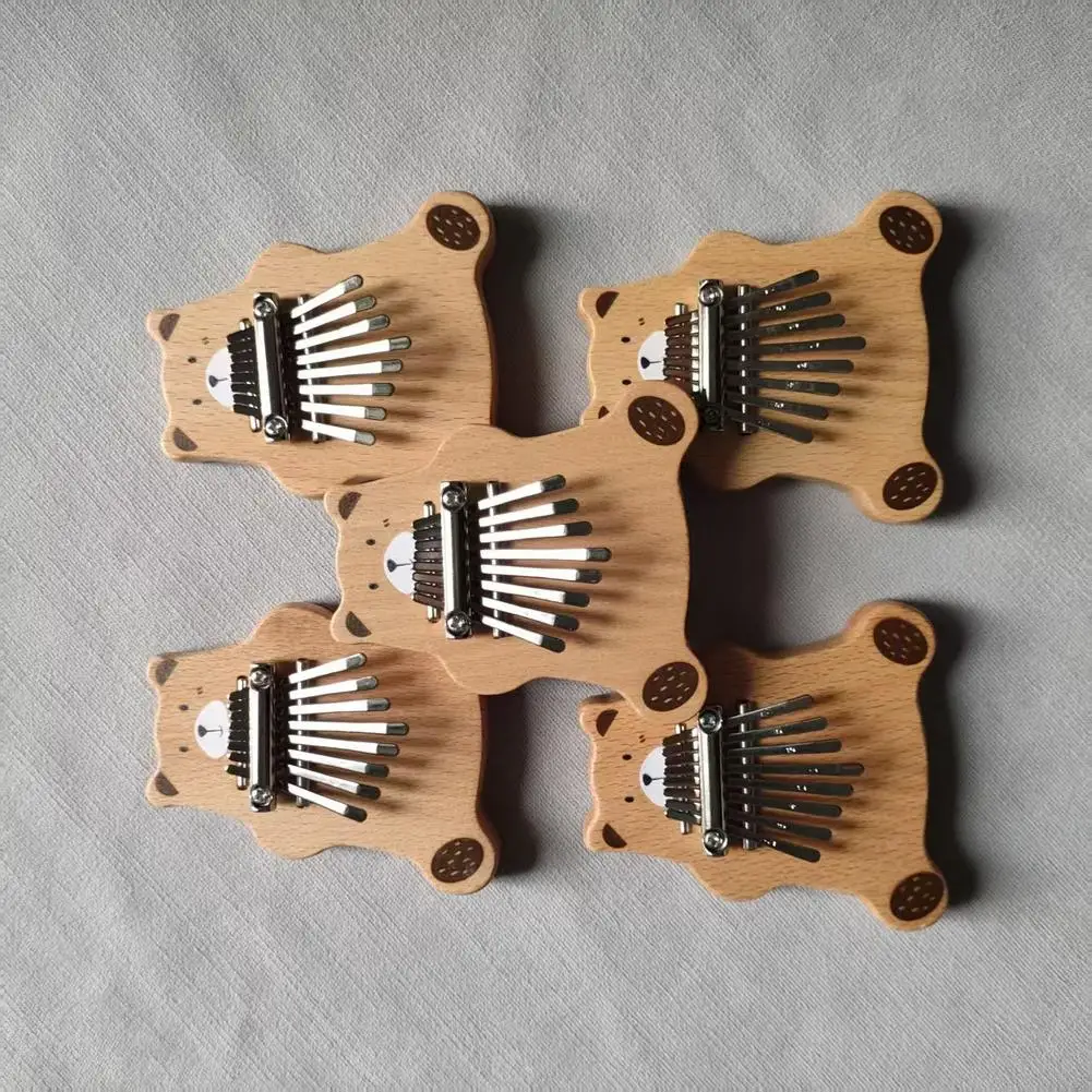 Mini Kalimba de Madera de 8 Teclas, Piano de Dedos Exquisito, Lindo Piano de Pulgar con Diseño de Oso, Marimba Portátil, Piano de Dedos Musical, Regalo para Niños