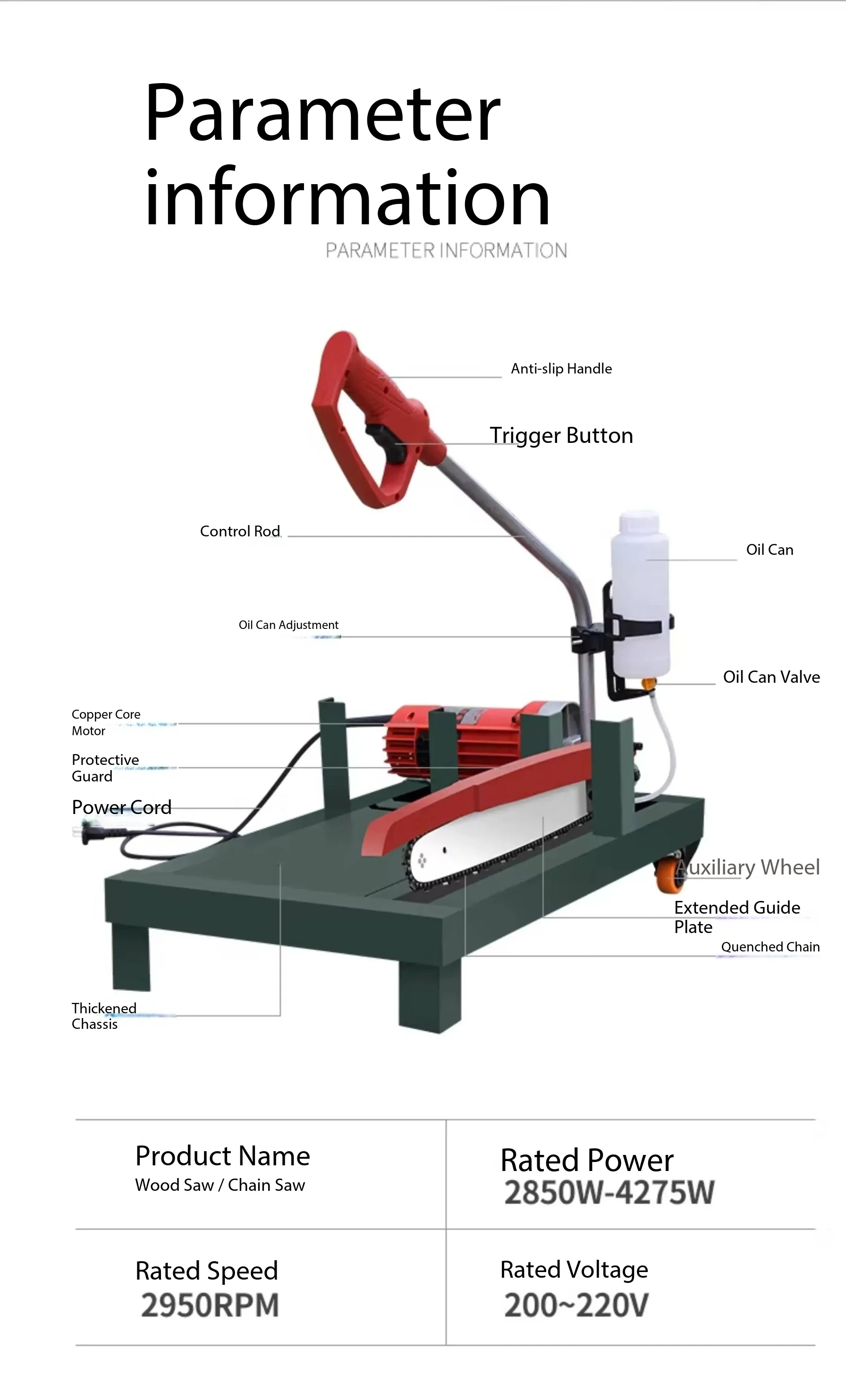 Chainsaw Cutting Machine 220V Household Firewood Saw Plug-in High Power Firewood Saw