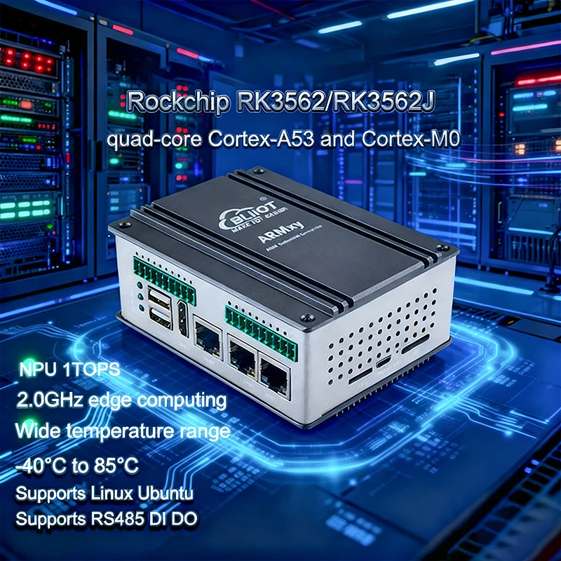 

BLIIOT AI Edge Computing Gateway 4*A53 Rockchip RK3562J Single-board Computer DI DO Linux ARM Edge Computer 1TOPS NPU Node-RED