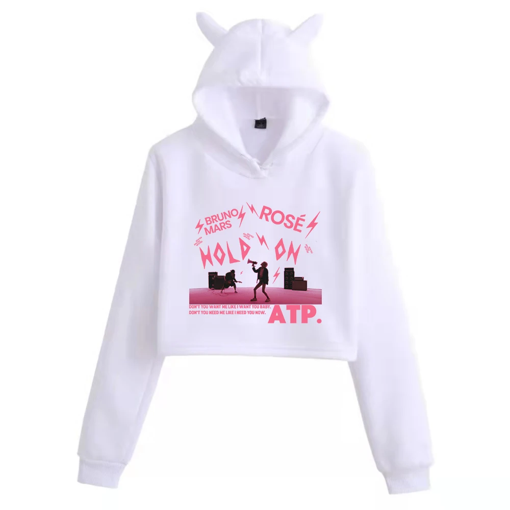 APT. Rose Bruno Mars Cat Ears Long Sleeve Crop Tops Girls Fashion Hoodie