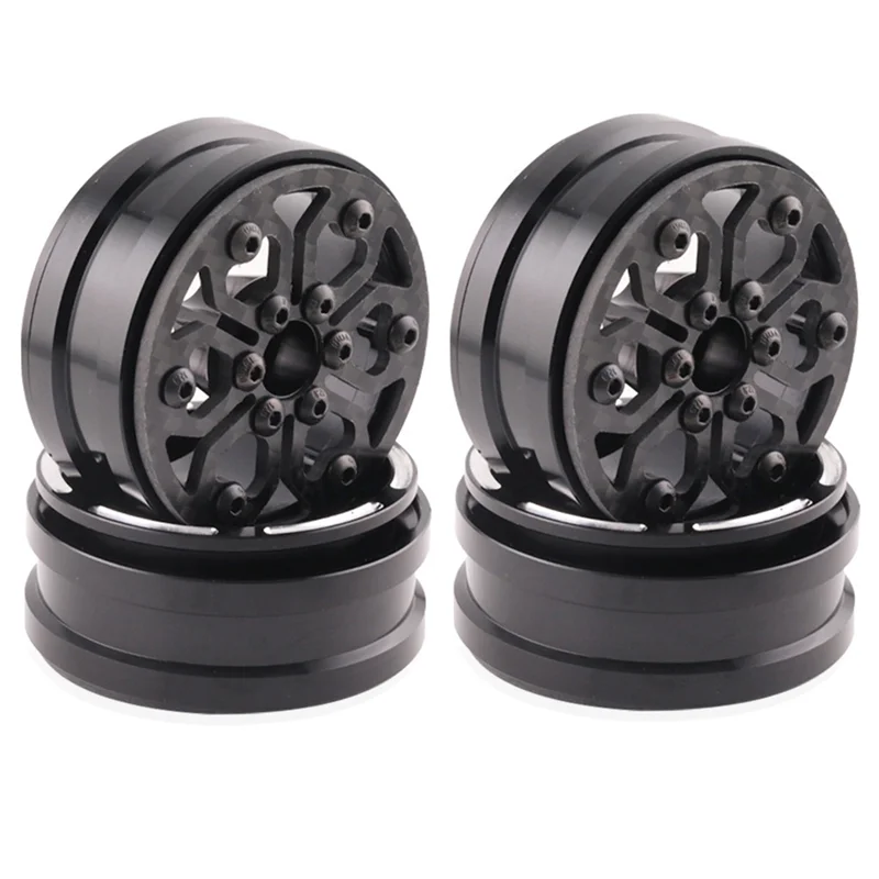

A63T-4Pcs Carbon Fiber 1.9Inch Beadlock Wheel Rim Wheel Hub For 1/10 RC Crawler Car Axial SCX10 TRX4