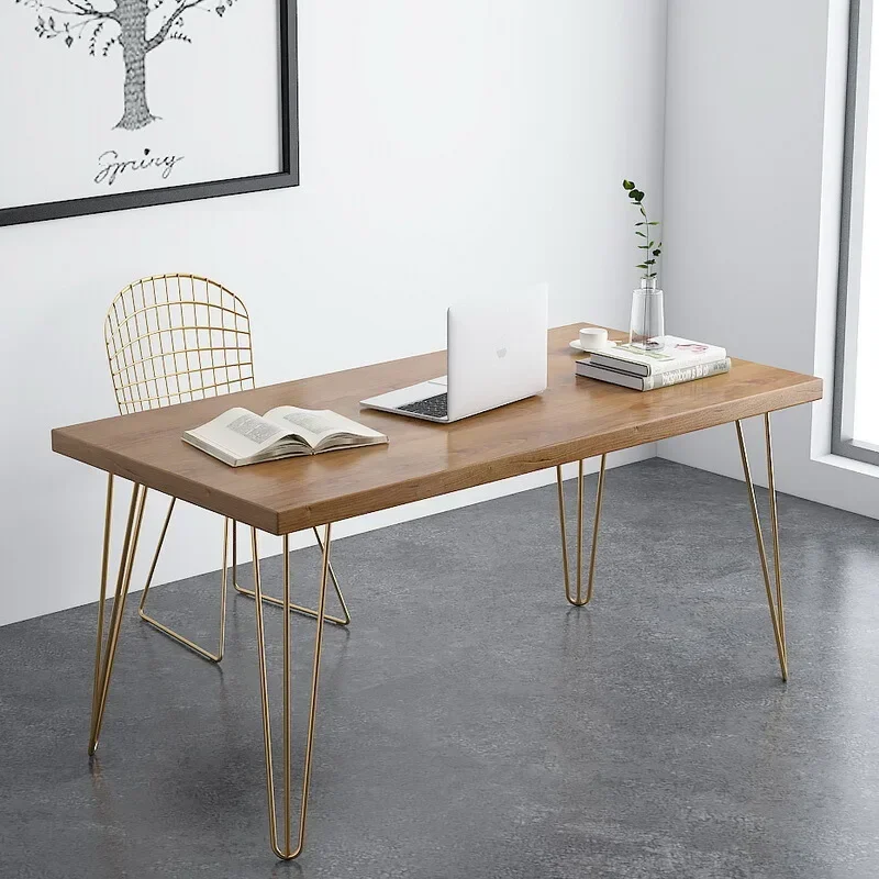 

solid wood conference table long table industrial style loft desk negotiation table and chair combination wrought iron desk