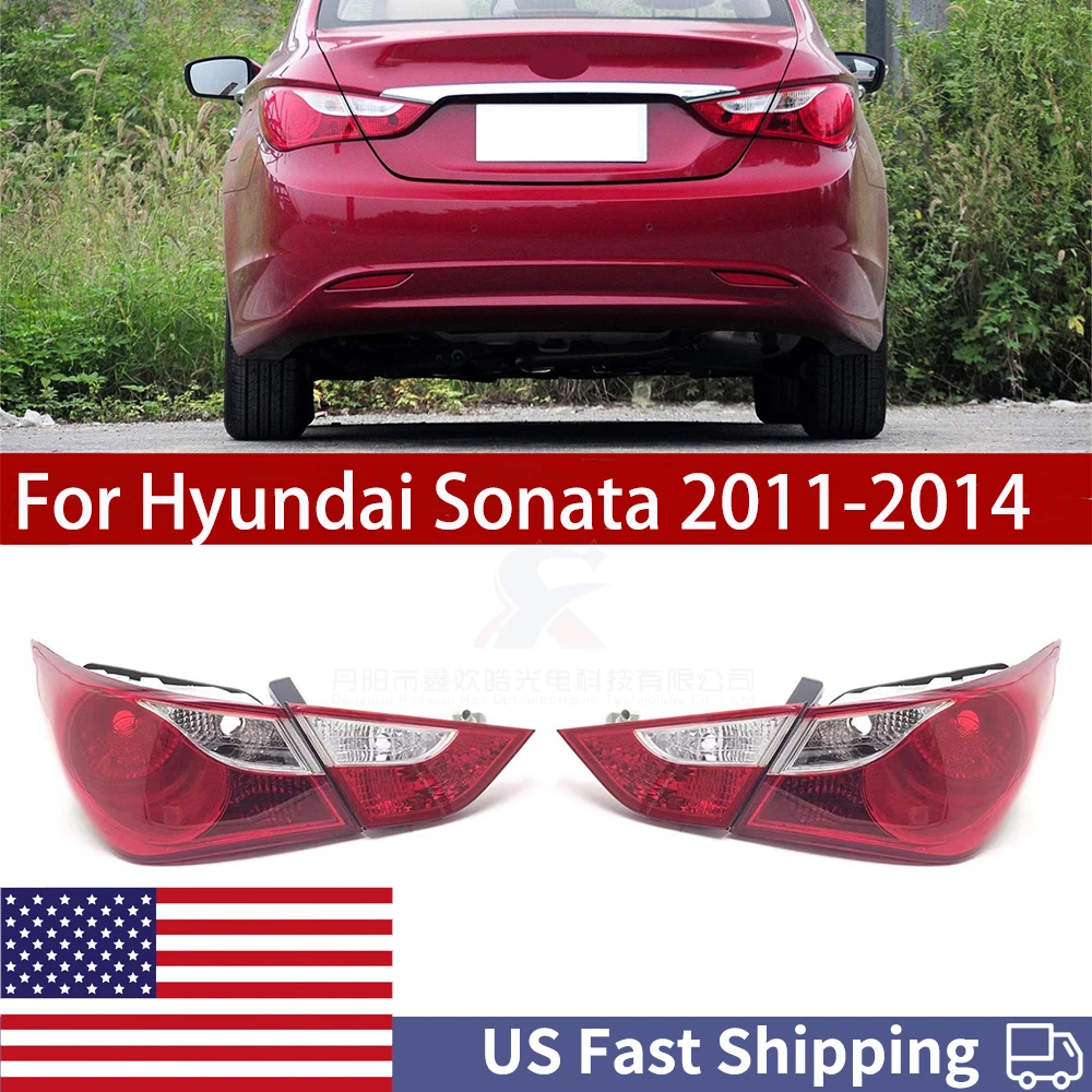 

1 Pair Car Rear Tail Light Assembly For Hyundai Sonata 2011-2014 Left Right Vehicle Outer Body Mounted Halogen Without Bulb
