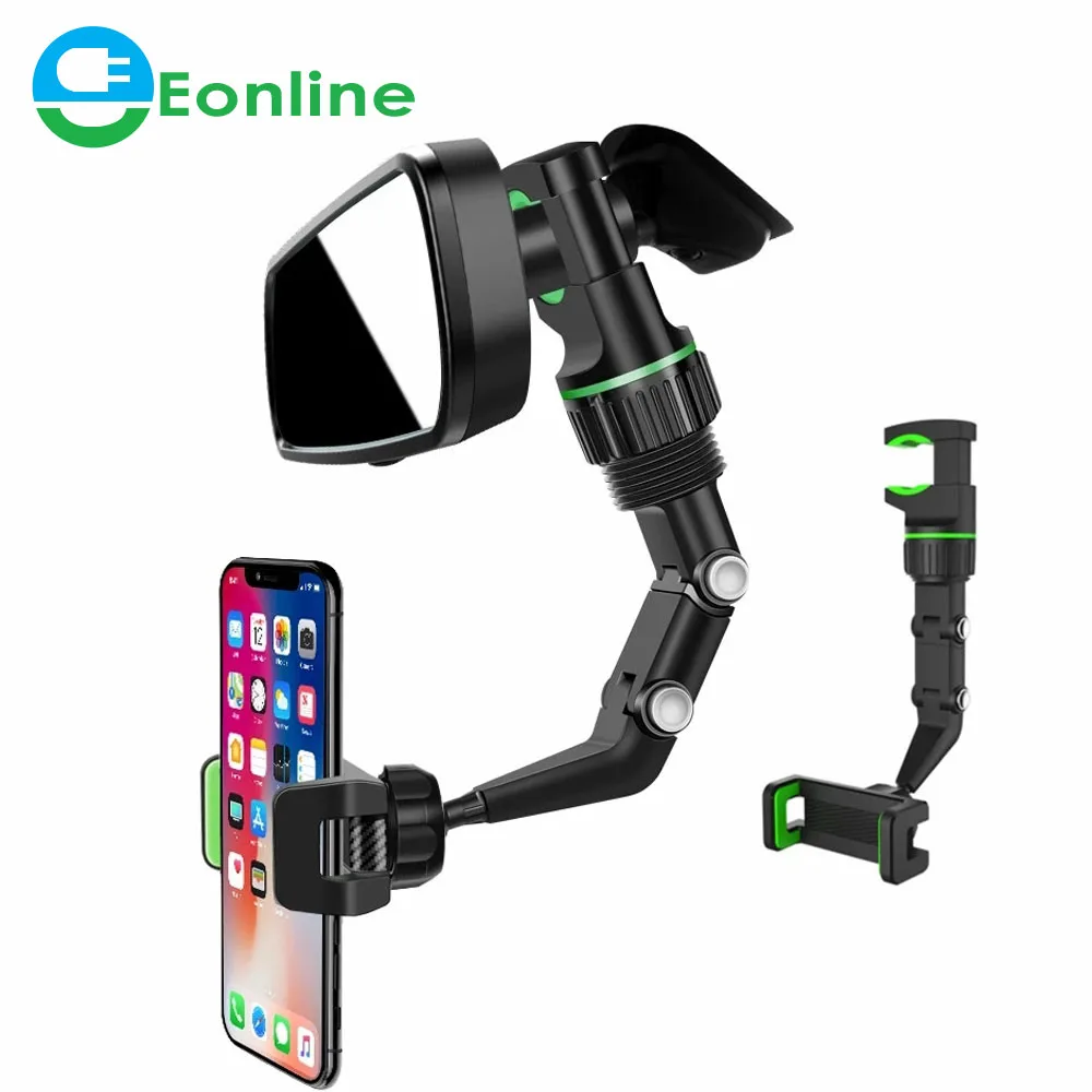 

EONLINE Cell Phone Holder for Car Phone Holder Multifunctional Hanging Clip Bracket support 360 Rotatable Rearview Mirror