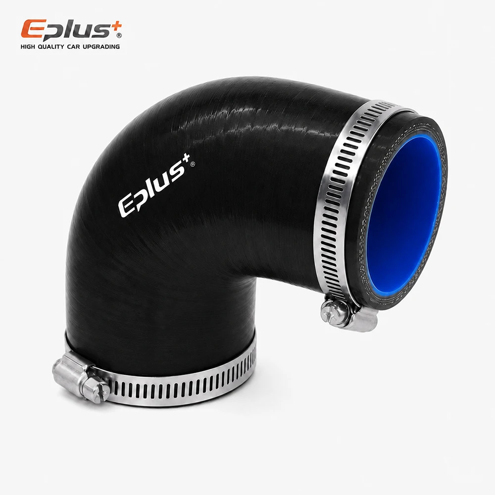 Conector de Silicone Preto EPLUS 90 Graus para Mangueira Universal de Admissão de Ar Automotiva, Intercooler e Tubo Turbo - Conector de Gel de Sílica