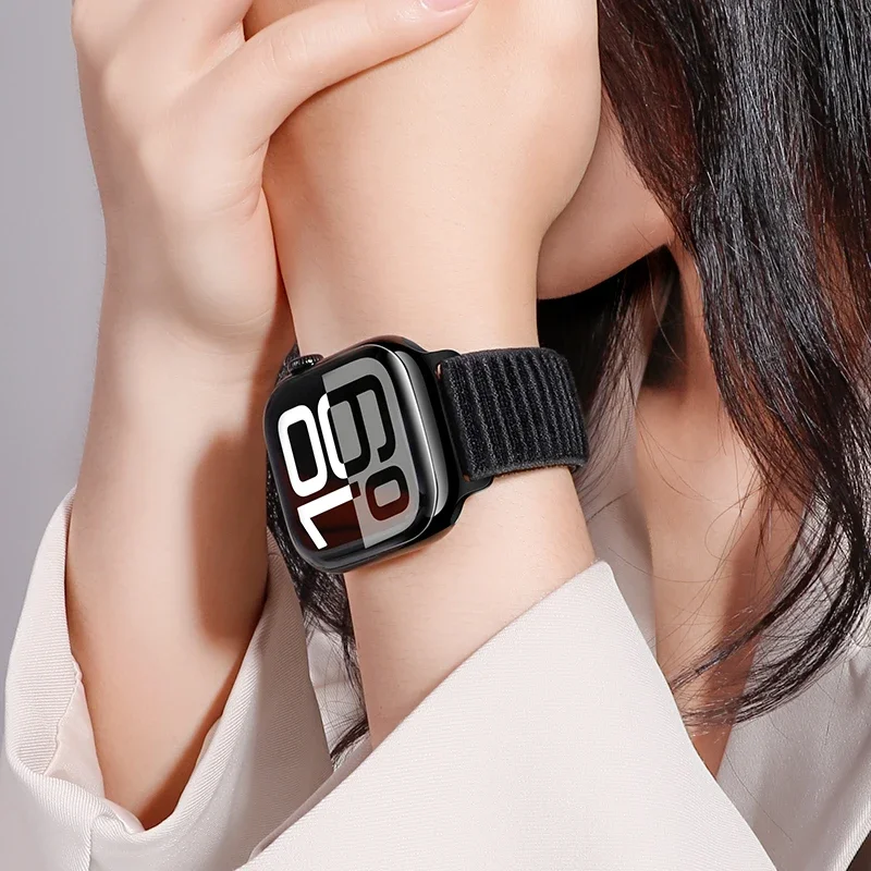 สายนาฬิกา Sport Correa สำหรับ Apple Watch Ultra 49 มม. SE3 40 มม. 44 มม. Series 10 11 46 มม. 42 มม. สายไนลอนแบบห่วง สำหรับ Iwatch 45 มม. 38 มม. 41 มม.
