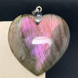 Uglyless Natural Purple Blue Labradorite Pendant Women Unusual Shield Labradorite Bead Double-Face Bright Light Labrador Jewelry