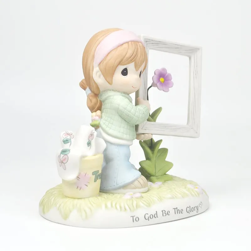 Water drop doll little girl's creative painting flower picture frame, ceramic decorative ornament