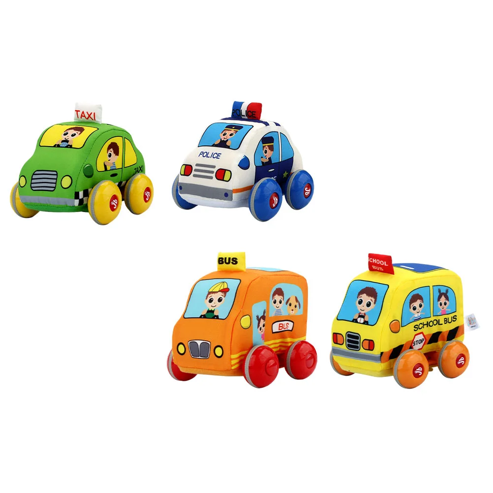 

4 Pcs Childrens Toys Children’s Fabric Pull Back Car Kid Playthings 124X12CM Pull-back Preschool Different Typed