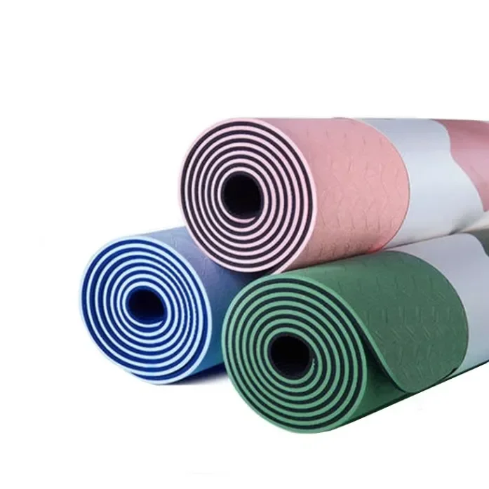 

y Free Logo Printing Anti-Slip YOGA Mats Cushions Home Gym Workout Fitness 6mm TPE YOGA Mats Custom Logo