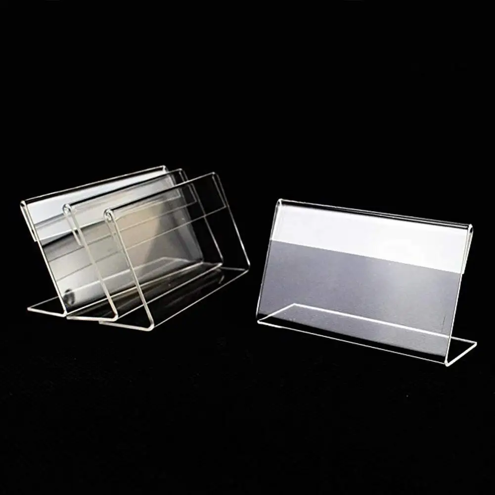 L-shaped Transparent Acrylic Table Card Sign Display Stand Name Price Label Business Card Holder Desktop Storage Office Supplies