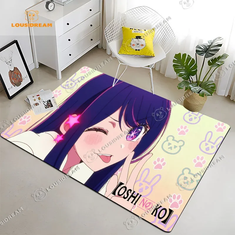 Oshi No Ko Anime Carpet Kawaii Girl Aquamarine Hoshino Bedroom Living Room Area Rug Cartoon Christmas Xmas Gift Home Decor