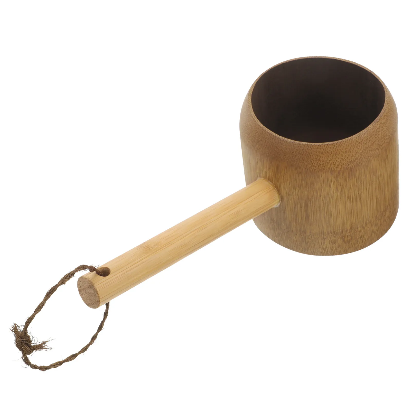 Bamboo Shower Cup Bath Rinse Ladle Water Scoop Ergonomic Handle Heat Protecting Deep Scoop for Hair Rinsing Bath Watering Tool