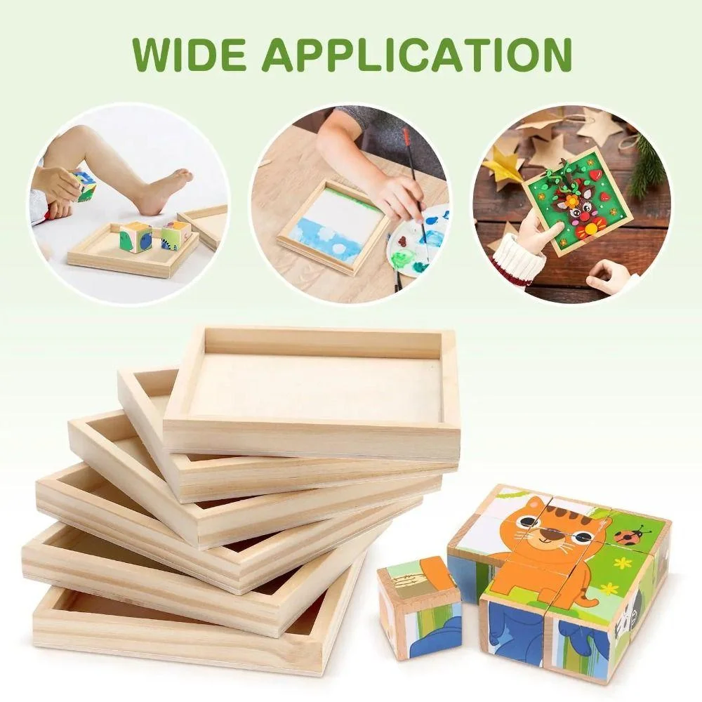 Wooden Blank Clay Frame Multi Size Creartive Wooden Photo Holder Party Decor DIY Art Puzzle Holder Children Painting Drawing