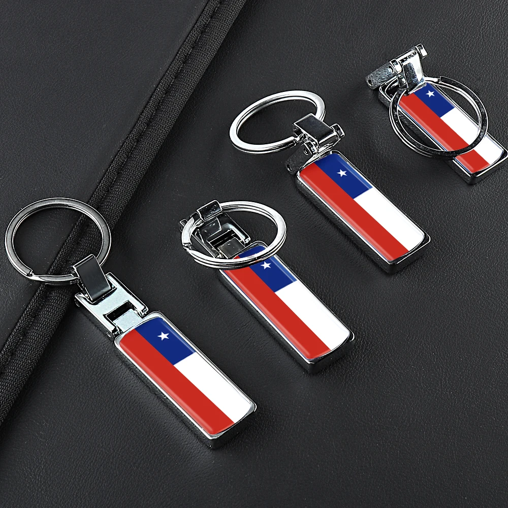 1Pcs Car Accessories Women Men Gifts 3D Metal Chile National Flag Logo Trinket Keychain Souvenirs Key Rings Backpack Pendants