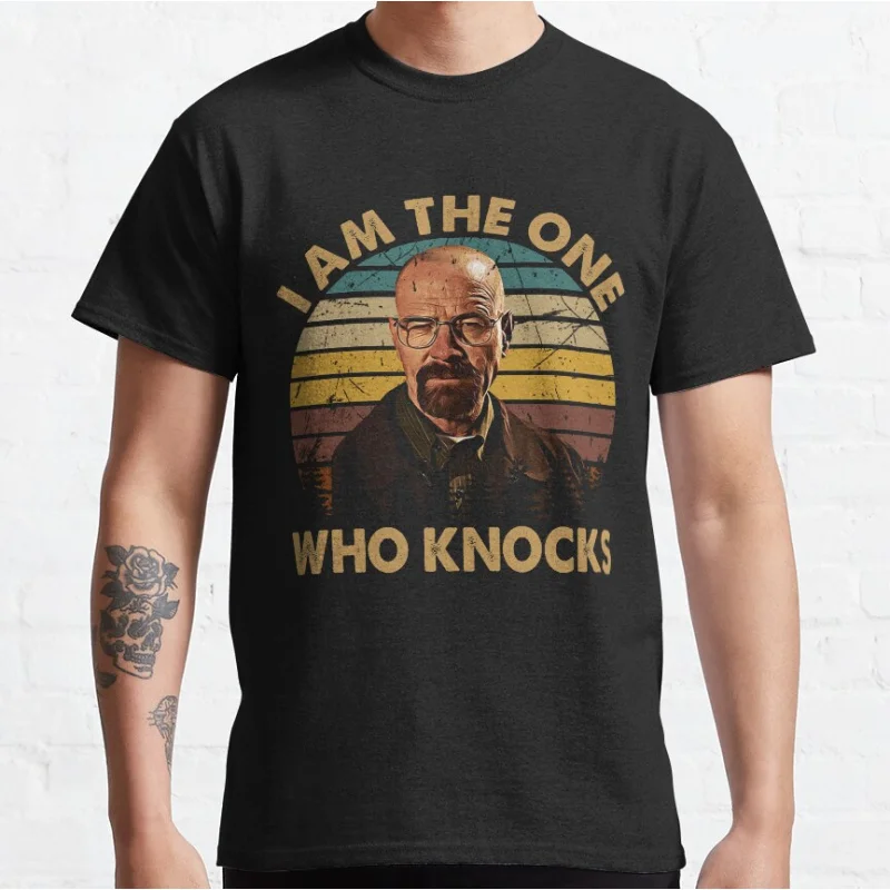 

I Am The One Who Knocks American Crime Drama Breaking Bad fan art graphic t shirts large size tee Unisex Adult all size S-6XL