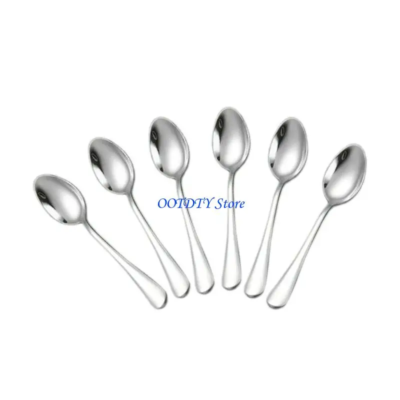 367A 6Pcs Stainless Steel Mini Spoon For Coffee Tea Dessert Appetizer And Cold Treats