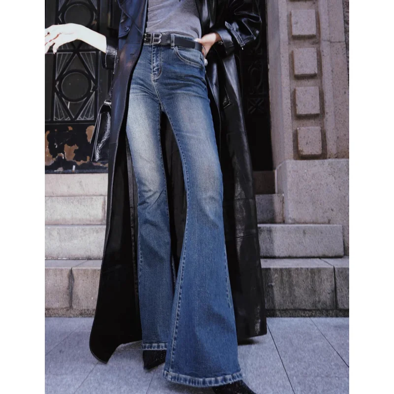 

NEW Jeans for Women Blue High Quality High Waist American Street Wide Leg Pants Streetwear Vintage Straight 2024 Autumn Trousers