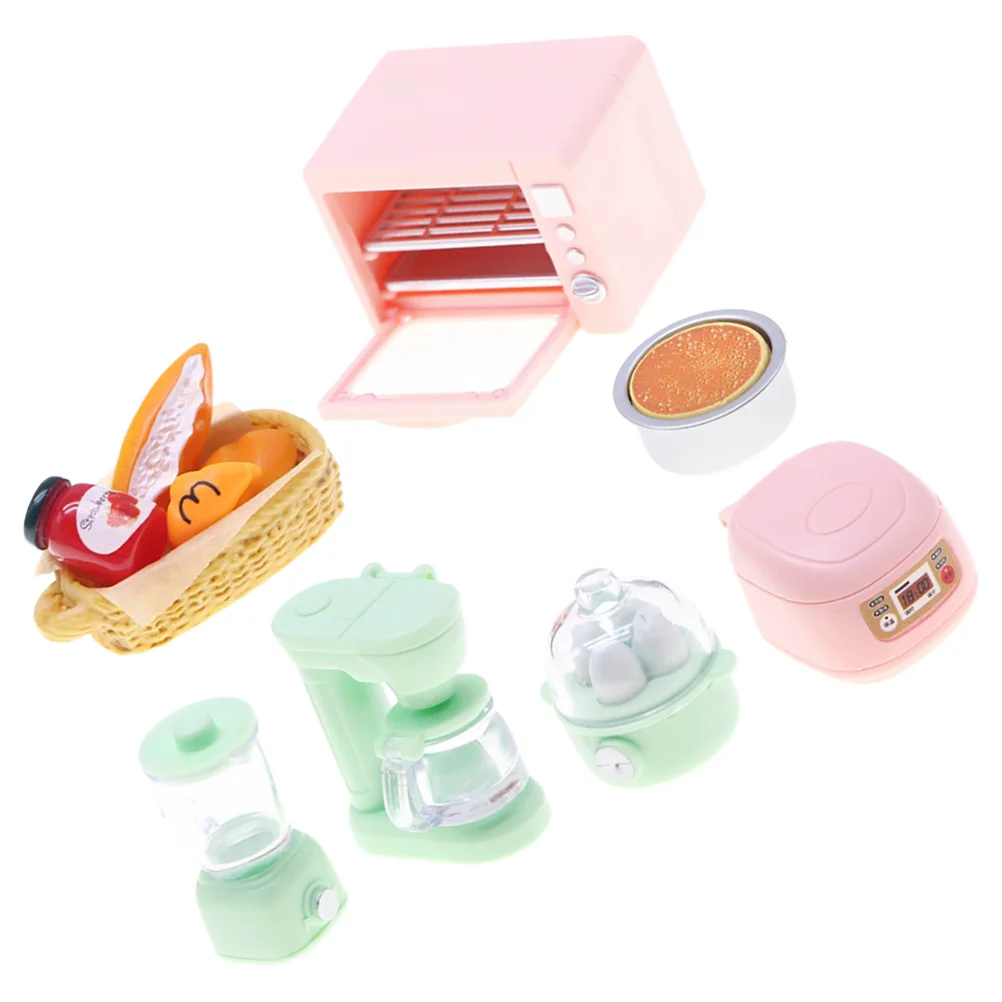 مجموعة أجهزة مطبخ مصغرة مكونة من 7 قطع، محاكاة واقعية للطهي للأطفال، مساحة أدوات بيت الدمى البلاستيكية المتينة عالية التفاصيل #4