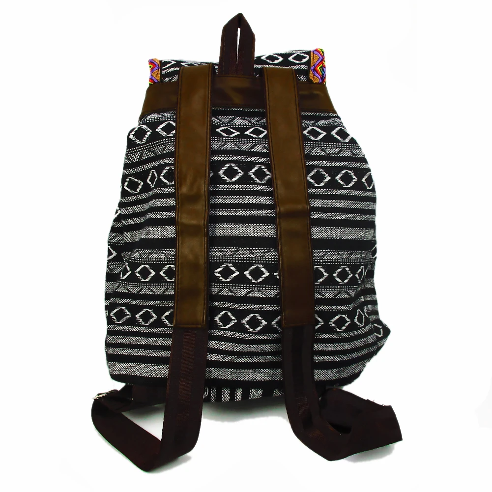 Tribal Vintage Hippie Colorful Travel Backpack Bag For Women Embroidery Pom Charm Hmong Ethnic Bohemian Boho Rucksack SYS-594