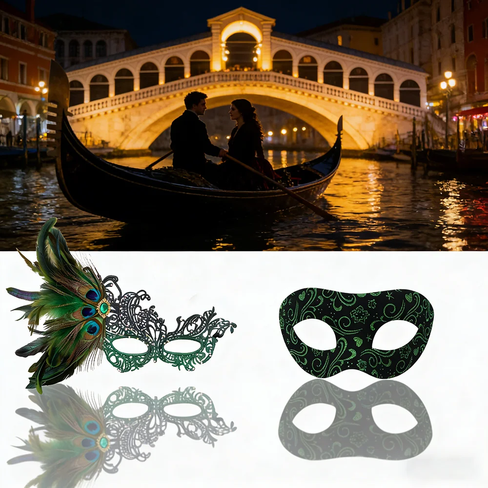 Demi-masque facial en dentelle de venise, plumes de couleur dégradée, masque pour les yeux Sexy, mascarade de carnaval d'halloween, accessoires de fête Cosplay