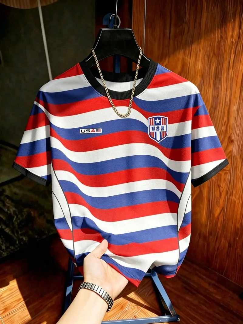 2026 Summer USA Style Football Ports T-shirt Breathable Gym Loose Athletic Short Sleeve Tops Adult Child Casual T T-shirt