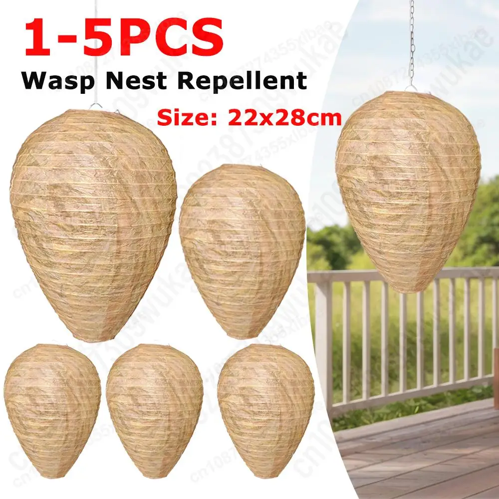 Hanging Fake Wasp Nest Decoy Waterproof Hornet Fly Catcher Insect Paper Drive Beehive Paper Lantern Hornets Repellent Traps