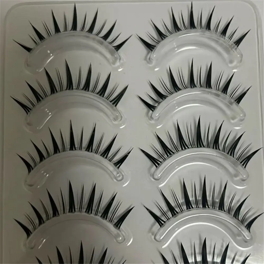 5 Pairs Pack Japanese Cosplay False Eyelashes Dramatic Thick Wet Spiky Lashes Faux Mink Strip Lashes for Women