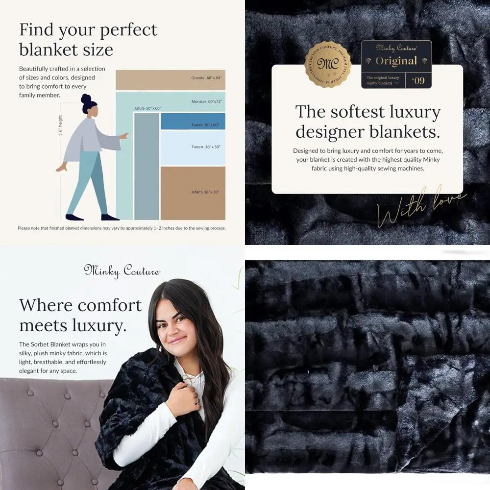 بطانية رمي حريرية فاخرة - غطاء ناعم متوسط الوزن لراحة أنيقة - مسامي، قابل للغسل في الغسالة، أسود