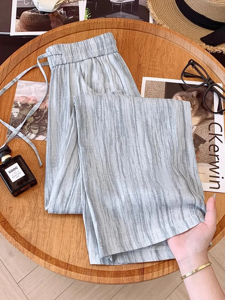 

Casual Sweat-Absorbing Straight-Leg Pants for Women, Summer Loose Fit, Draped Breathable Yamamoto Pants, Thin Wide-Leg Trousers