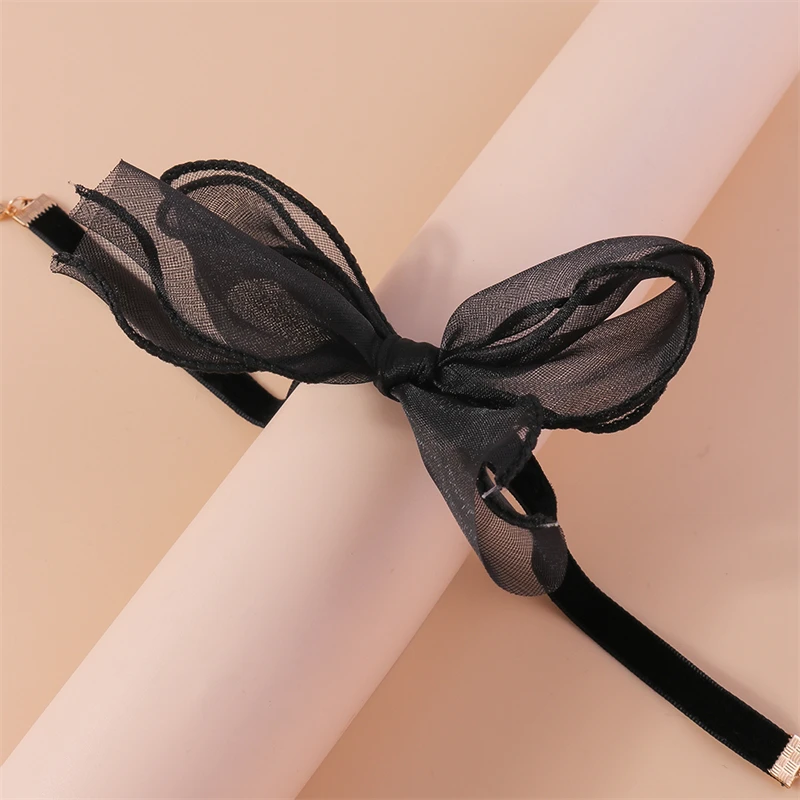 Koreanische Mode Schwarz Spitze Bowknot Halskette für Frauen Mädchen Urlaub Festival Schmuck Geschenke – Detail 7