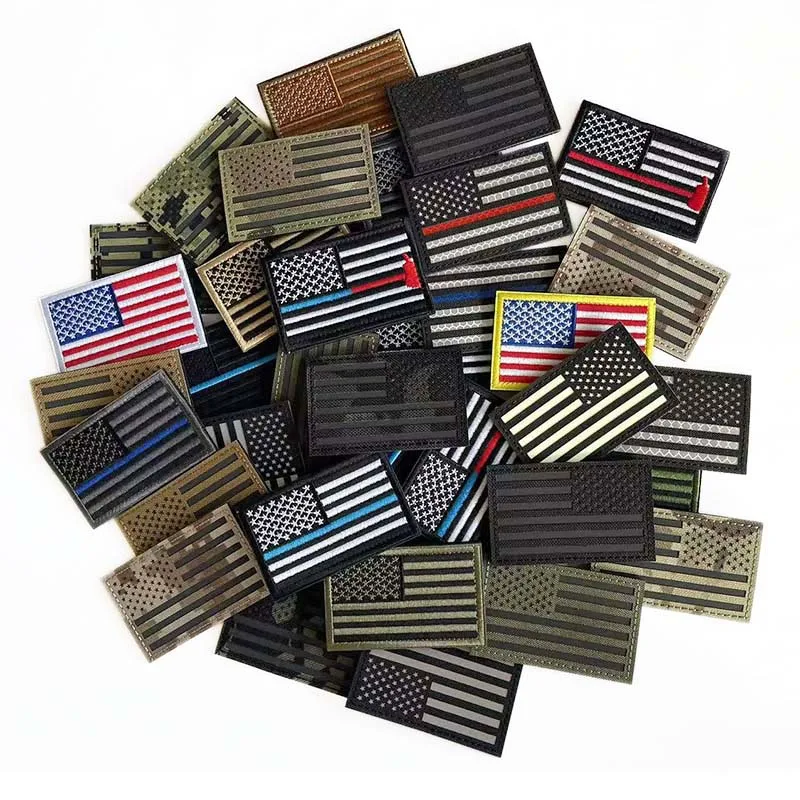USA American Flag Patch Clothes Applique Embroidery Morale Emblem,IR Reflective Patches Military Tactical Badge Glow In The Dark