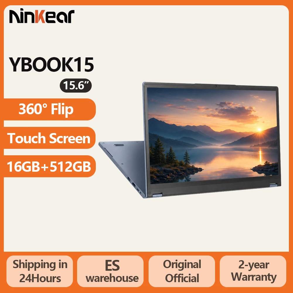 Ninkear YBook15 15.6 Laptop PC 2 in 1 con Touchscreen a 360°, Windows 11, 16GB RAM, 512GB SSD, Ultrabook Leggero e Portatile per Lavoro Quotidiano, St