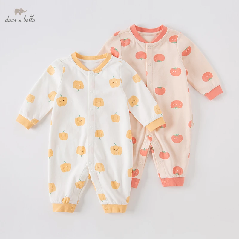 

Dave Bella Spring Autumn Baby Romper Baby Print Long-Sleeved Romper 100% Cotton Children Jumpsuit DB3223502