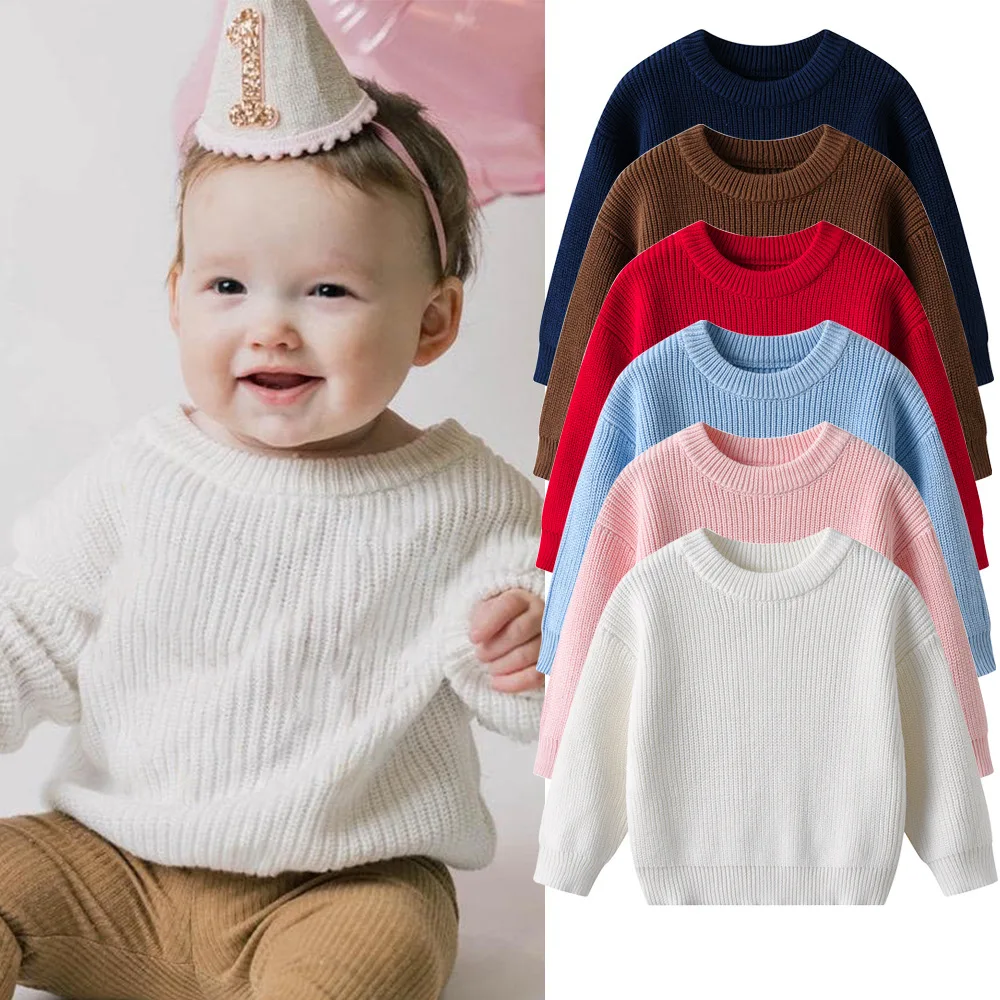 

Baby Sweater Children's Warm Pullover Boys Autumn Jumper Girls Winter Long-Sleeved Bottoming Knit Sweater Newborn Solid Tops