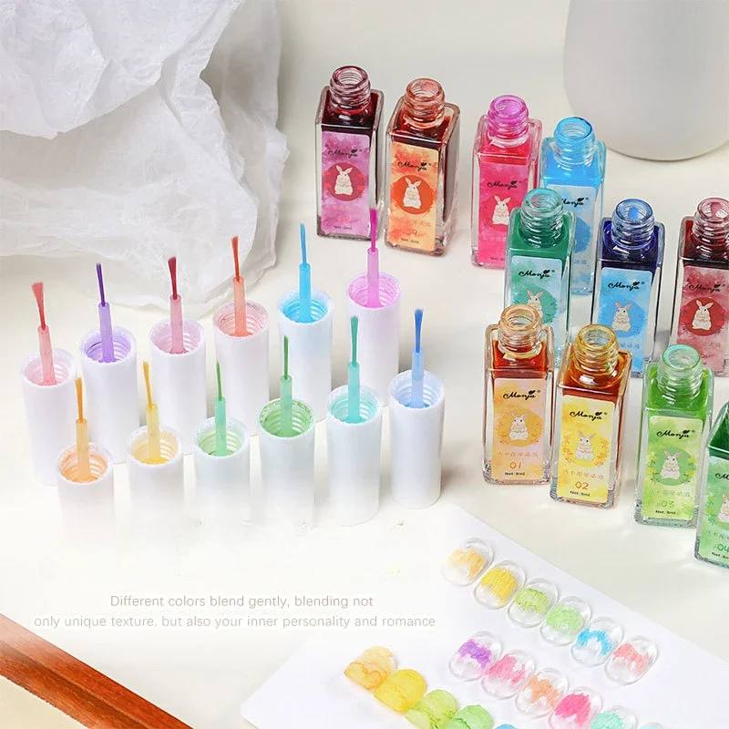 12 Colors Watercolor Ink Blooming Gel Nail Polish Smoke Effect Painting Gel Lacquer Smudge Blossom Nail Art Gel Varnish 8ml