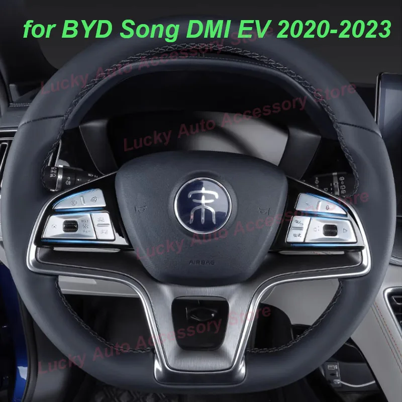 

Car Steering Wheel Button Stickers for BYD Song Plus DMI EV 2020-2023 Central Consoel Button Tailgate Cover Interior Accessories