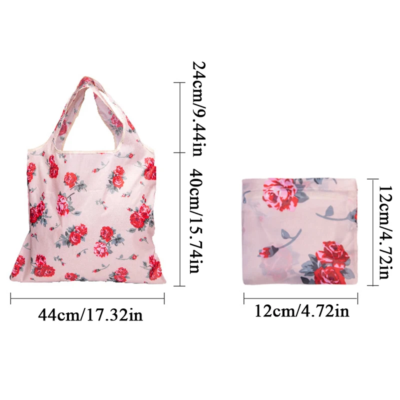 Fashion Printing Foldable Eco-Friendly Shopping Bag Tote Folding Pouch Handbags Convenient Large-capacity For Travel Grocery Bag